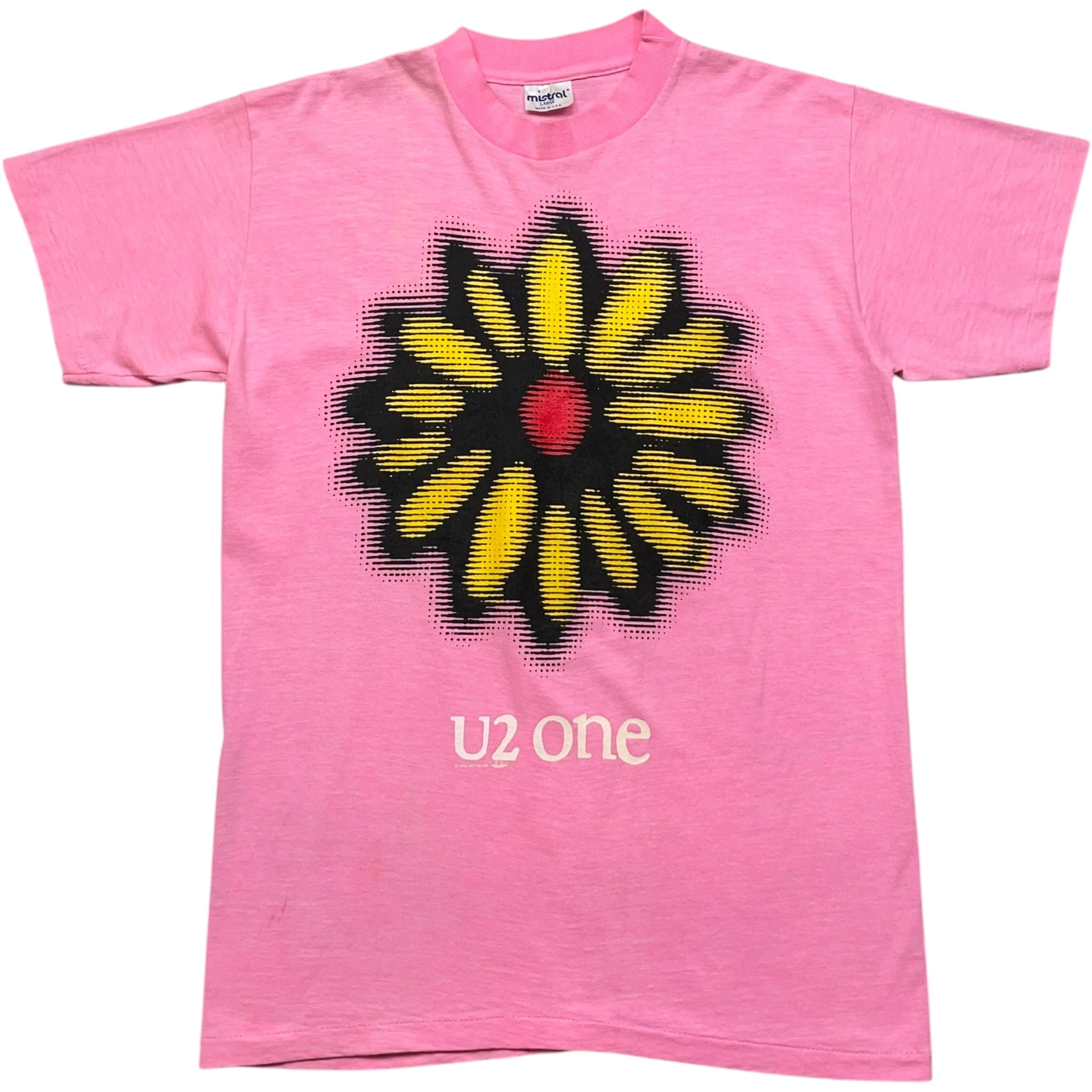 《L》 U2 バンドTシャツ フラワー ピンク USA製 80年代 vintage no.7112