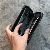 【限定商品】ウォレット ラウンドジップ4 姫路黒桟 エレファント(ライトグレー)