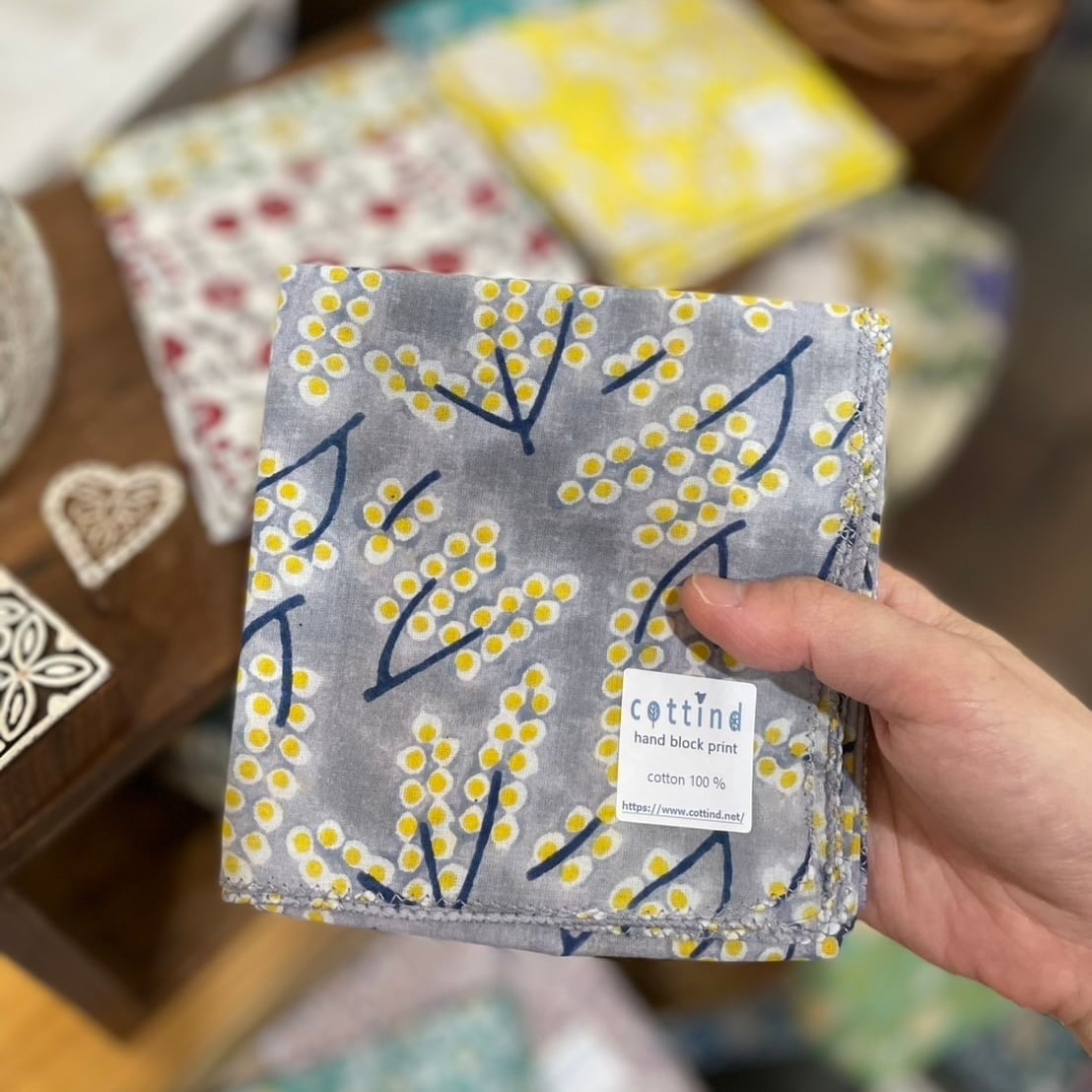 cottind 木版で染めるブロックプリント 大きなハンカチ | Zakka so-la