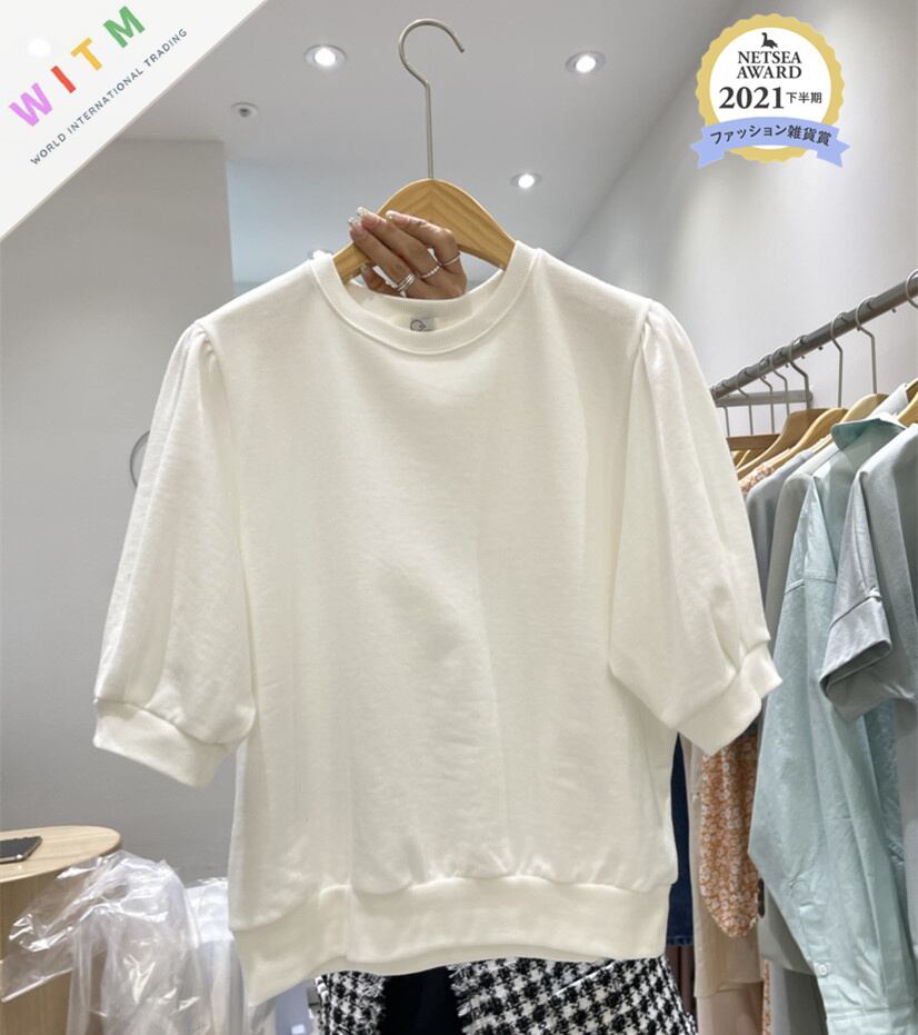 2022春夏新作 ラウンドネック Tシャツ 人気tシャツ パフスリーブ シンプル レディース
