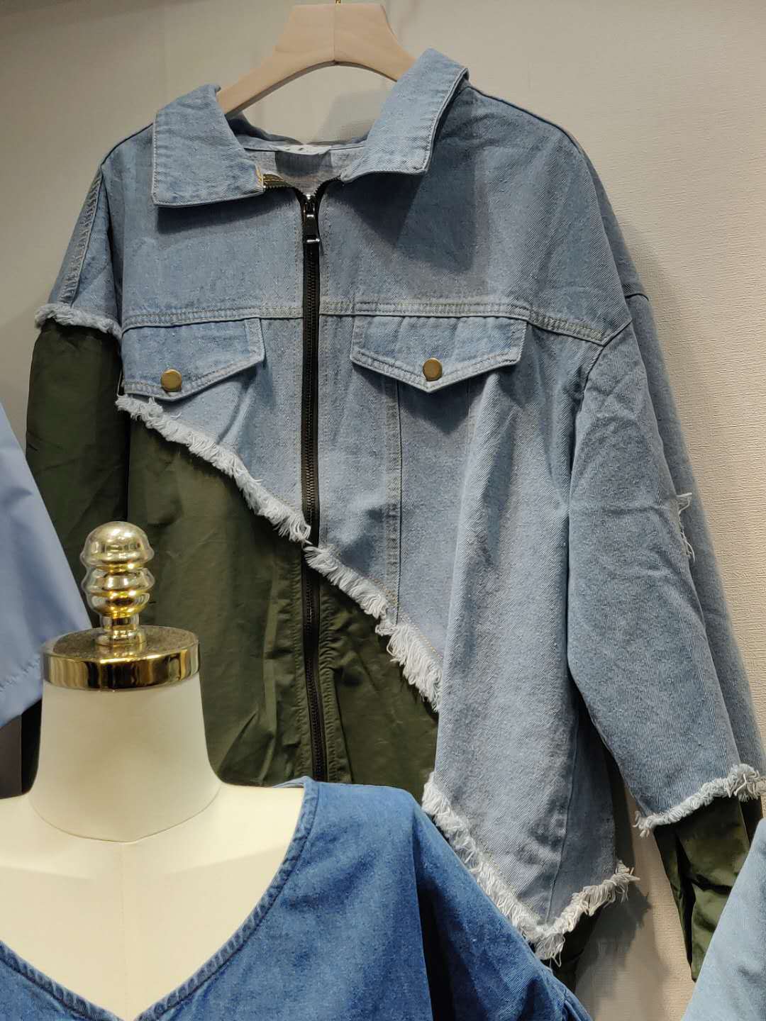 バイカラーデニムジャケット