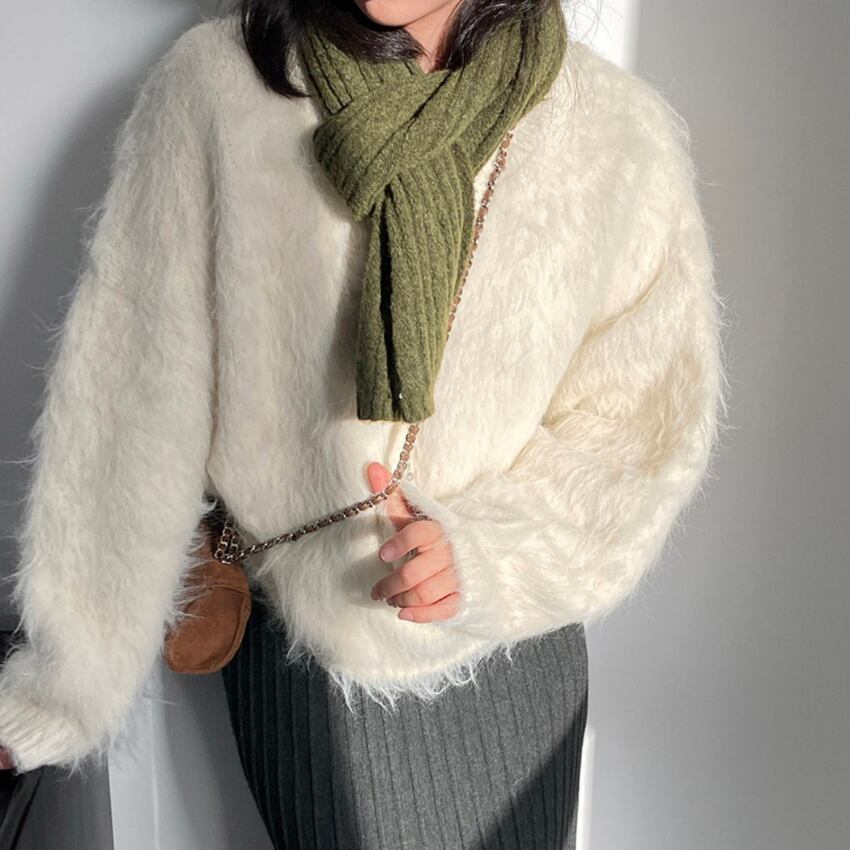 shaggy crew-neck knit　J00371