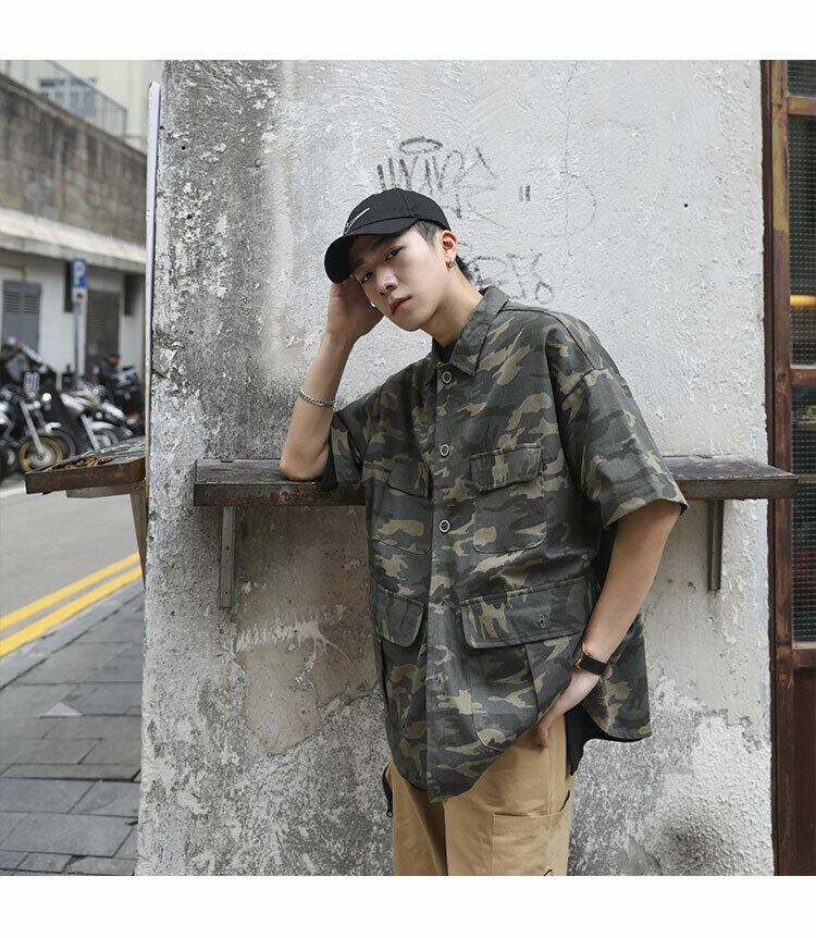 全2色 シャツ トップス 迷彩 カジュアル 半袖 おしゃれ シンプル