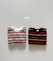 韓国子供服 / 26Autumn / 〖取寄〗Hei / マルチボーダーTシャツ / キッズ服 / カラフル服 / 秋服 *XS~XL*