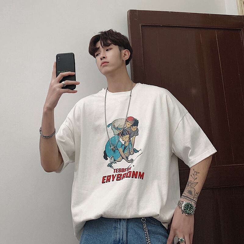 全3色 Tシャツ カットソー プリント カジュアル シンプル