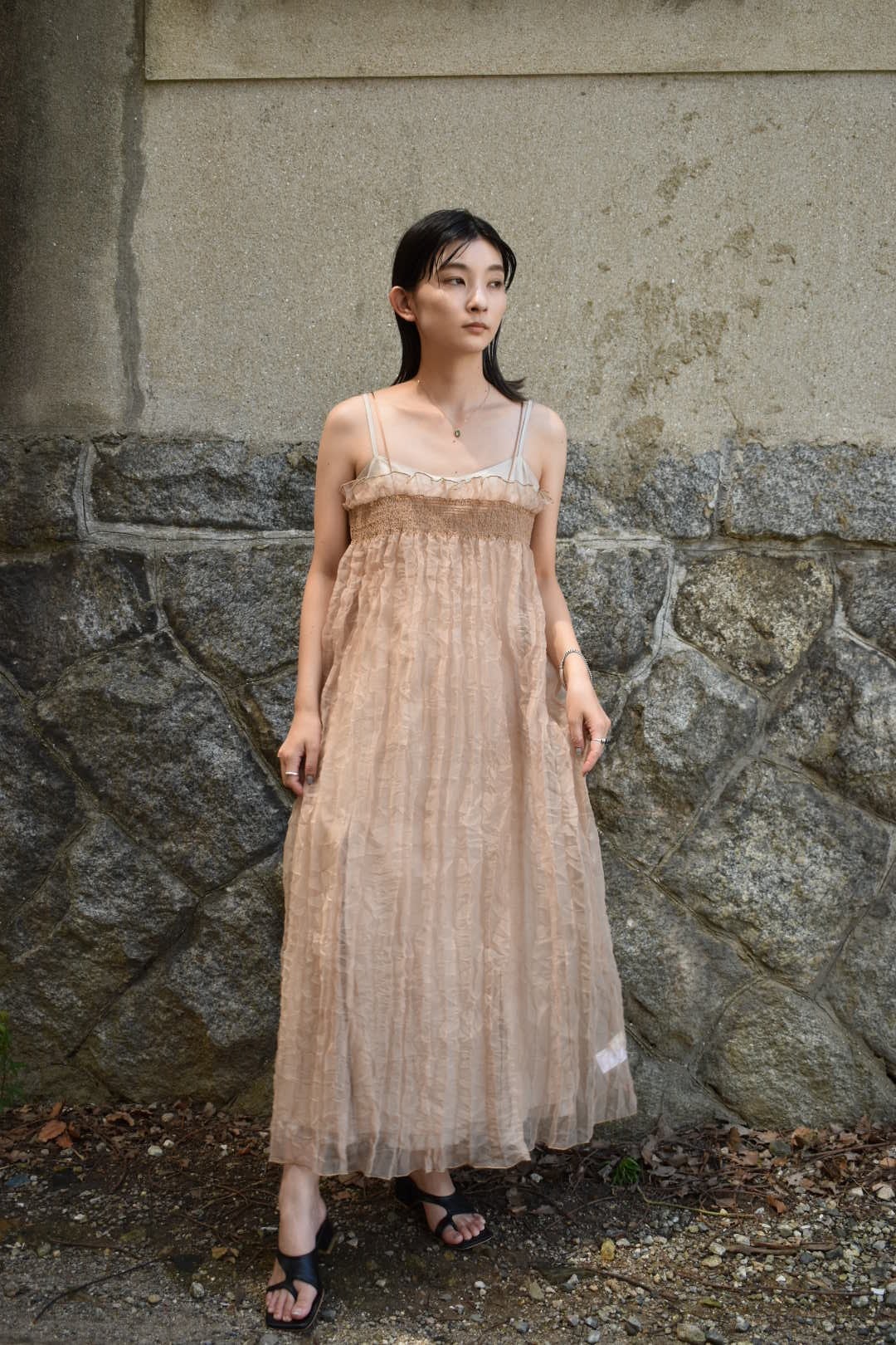 LEINWANDE Recycle Organdy Pleats Dress - ロングワンピース