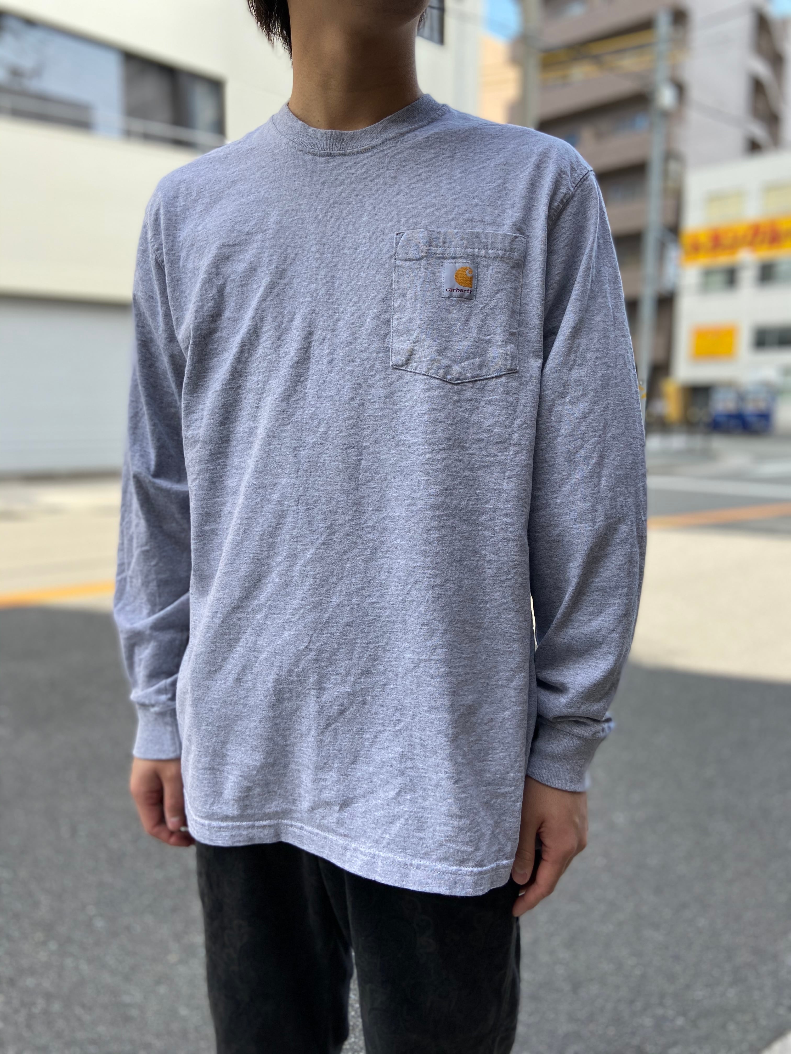 送料無料』Carhartt カーハート 胸ポケットロンT グレー 長袖Tシャツ L