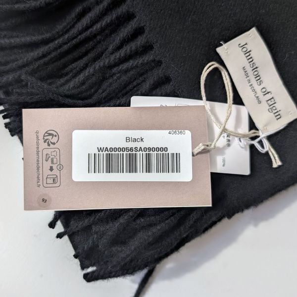 専用 新品 ジョンストンズ カシミヤ100％ 大判ストール ブラック 国内正規品 JOHNSTONSジョンストンズ／大判カシミヤストール（BLACK）｜Stole