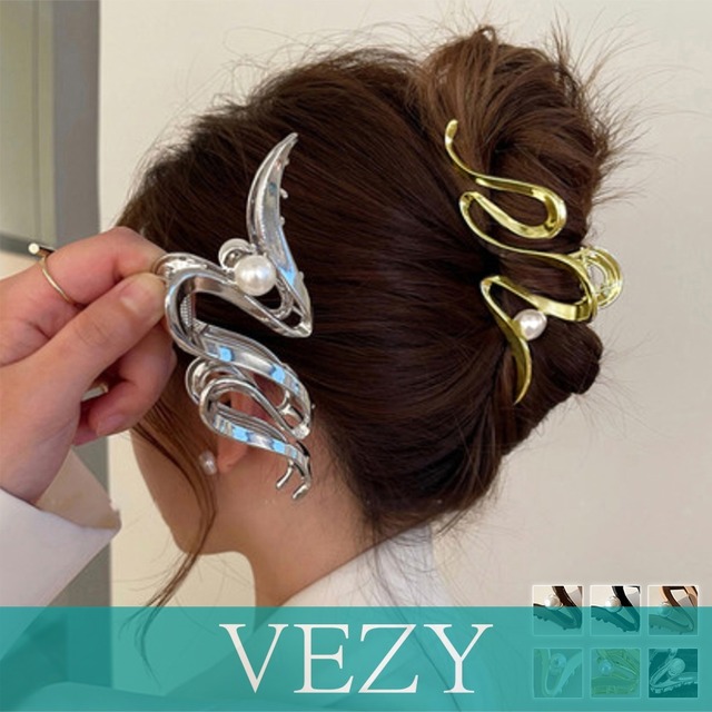 ウェーブヘアクリップ 韓国バンスクリップ おしゃれ メタル クロークリップ 大きめ 大人可愛い 簡単ヘアアレンジ カジュアル ヘアアクセサリー ゴールド ヘア小物 髪留め クリップ ヘアアクセ ベジー VEZY ItemNo.【19070256 】