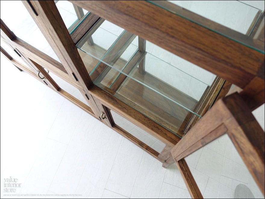 トヨタ様 ご注文商品 」チーク無垢材 ガラスパンケース6枚扉Med120