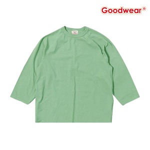 GOODWEAR グッドウェア 3/4 RAGLAN TEE 7分袖 ラグランTシャツ ベースボールTシャツ 7.2oz ヘビーウェイト コットン アメリカ製 メンズ レディース UsedGreen