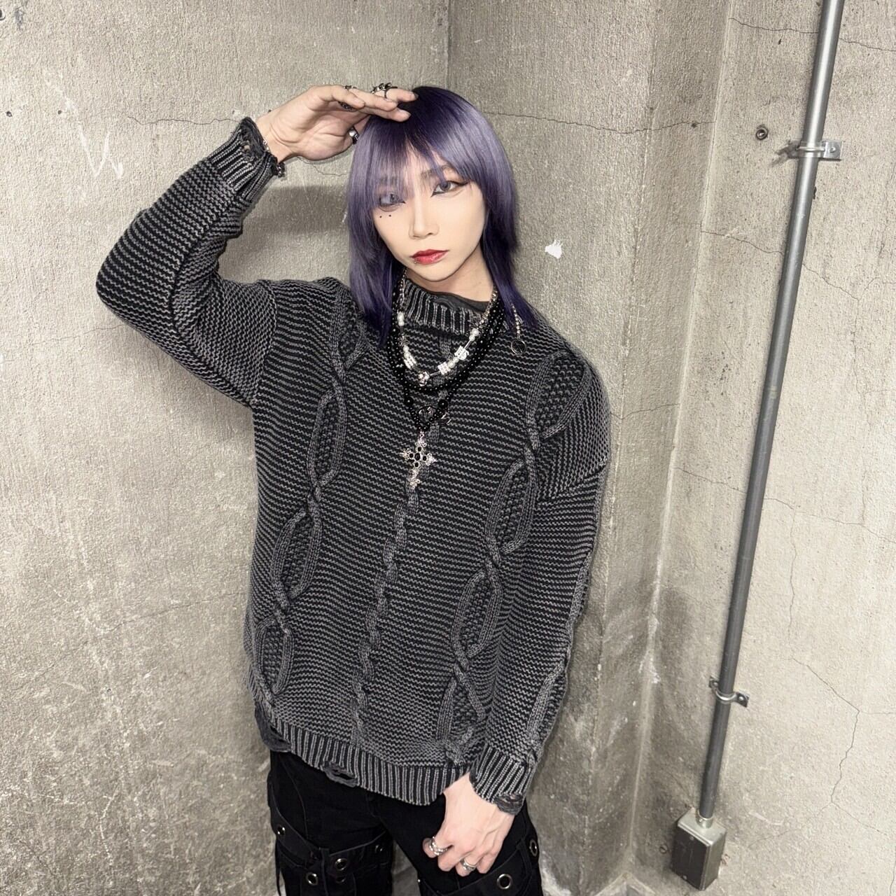 PSYNYXX ダブル編み込みメタルニット サブスト ストリート サブカル