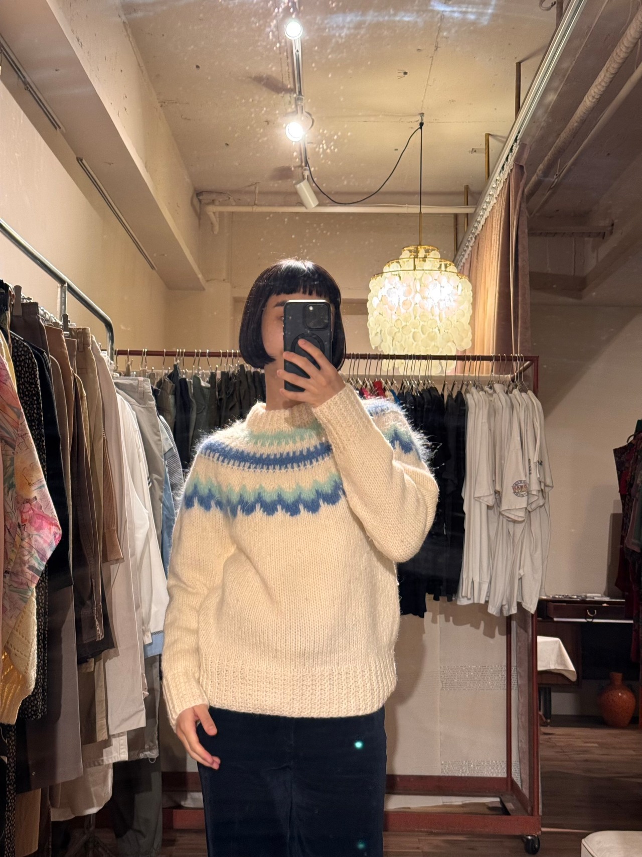 Denspun Nordic Pattern Hand Knit Wool Sweater