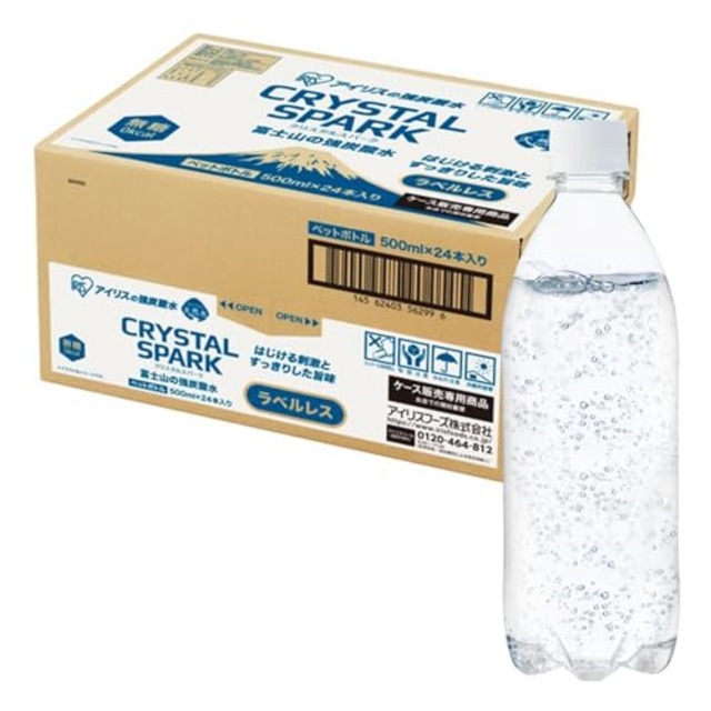 アイリスオーヤマ 炭酸水 ラベルレス 500ml ×24本 富士山の強炭酸水 バナジウム含有 強炭酸水 ペットボトル 静岡県産 ケース 500ミリリットル ボトル 割り材