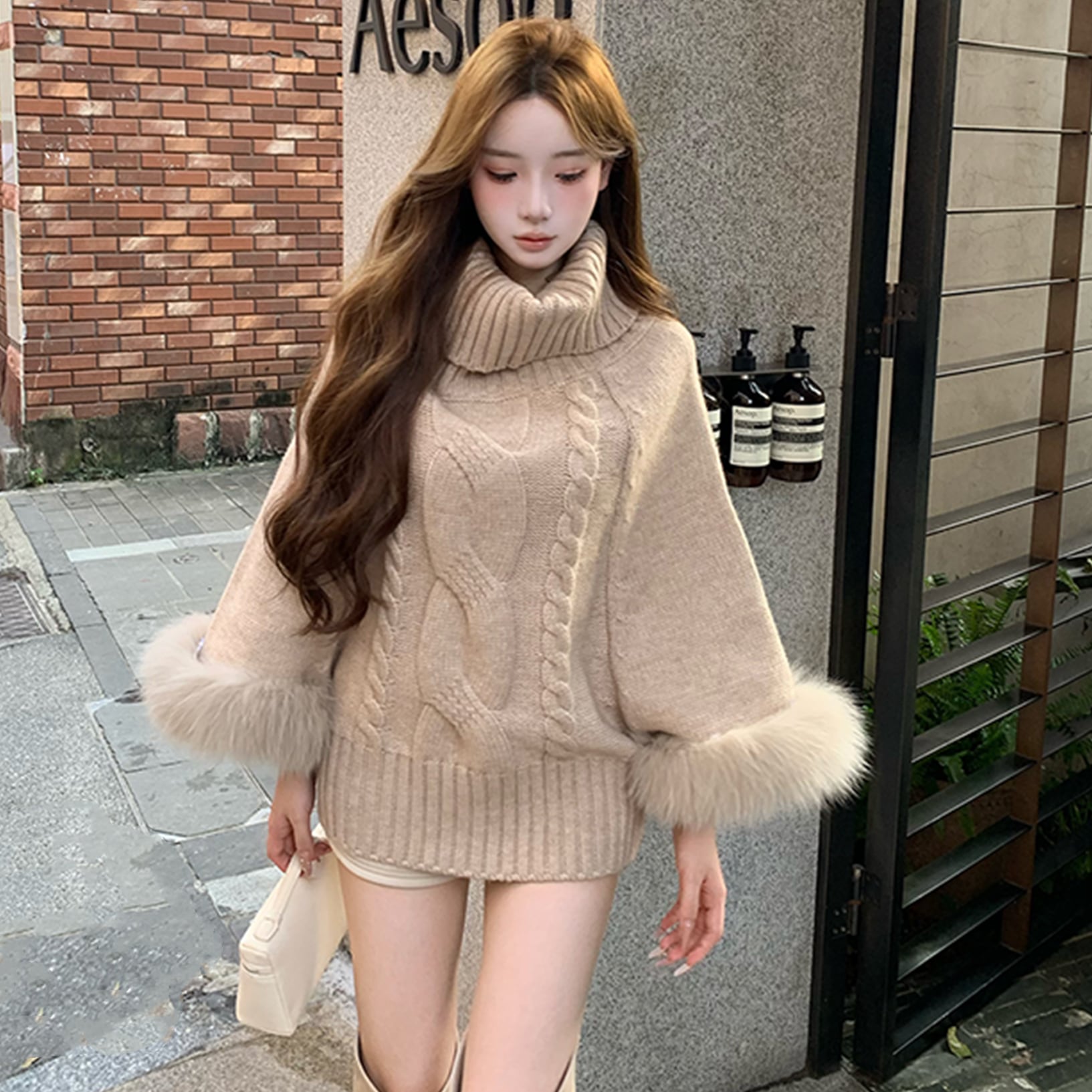 ドゥロワー drawerカシミヤ100%タートルネックニット