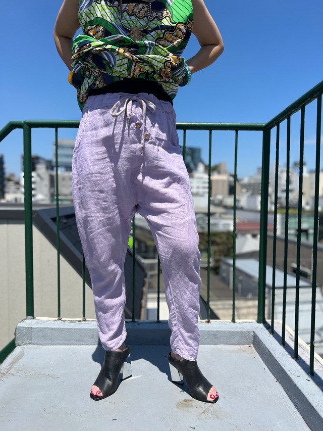 Vintage italy lavender linen Sarouel pants