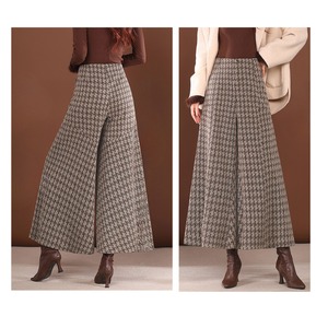 千鳥格子柄 ワイドガウチョパンツ W01379