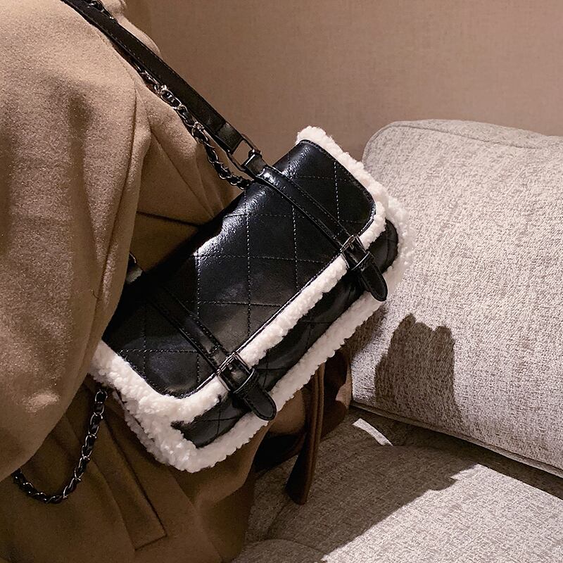 チェーン スタイル スクウェア メッセンジャーバッグ 手作りハンドバック78051093806