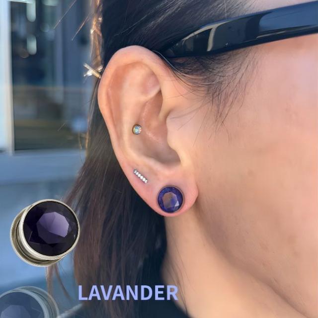Gw ピアス　㉚ ボディピアス 2G 00G 綺麗に輝く ラベンダー ジルコニアピアス プラグ