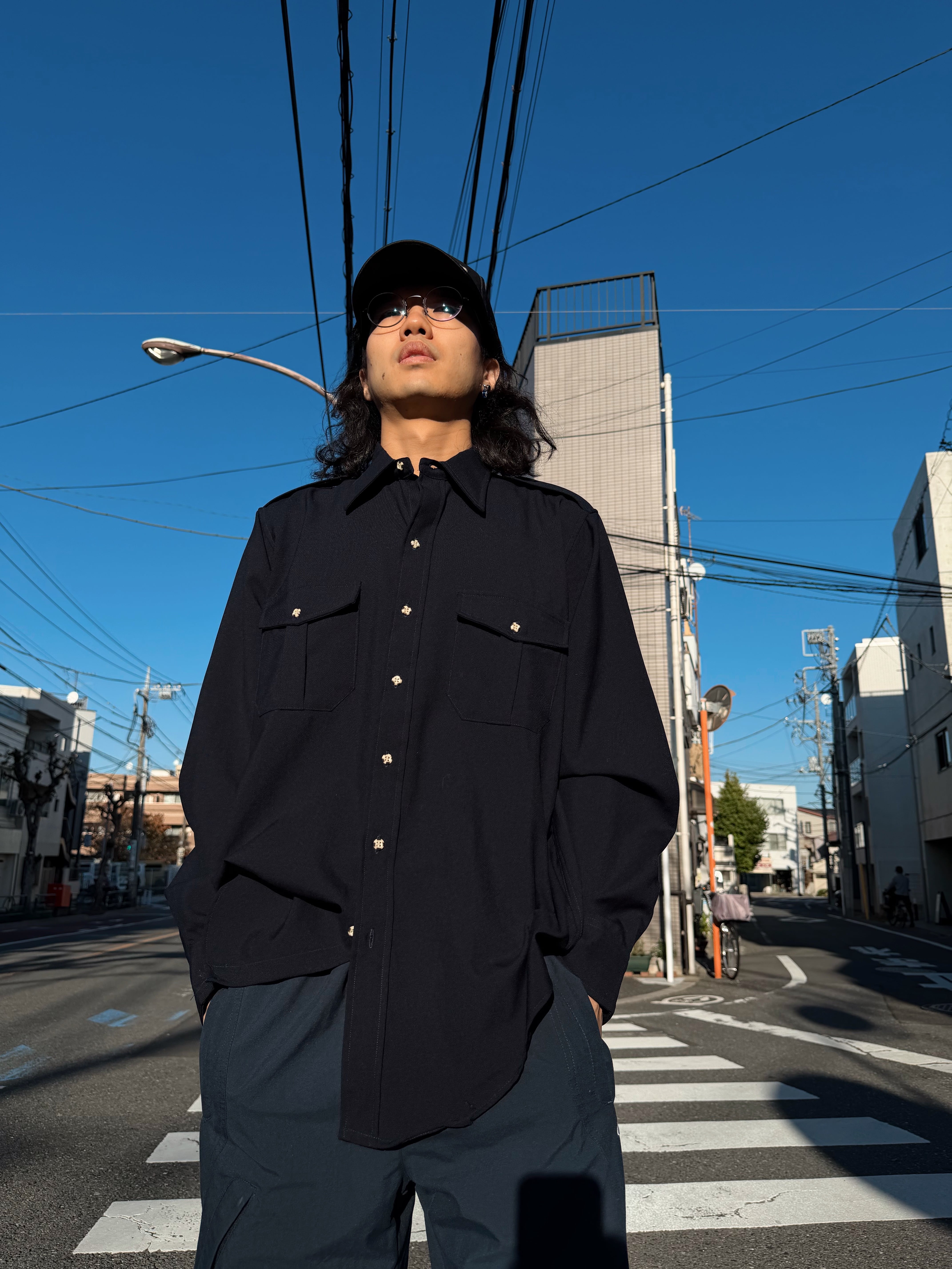 (SH1117)80’s L.L.Bean epaulet wool shirt