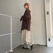 ツイルウエストリボン切替バレルPT/ベージュ
