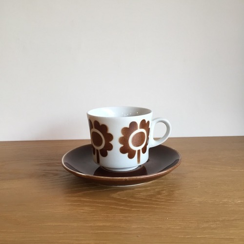 【北欧ヴィンテージ雑貨】ARABIA Stencil brown flower cup 【B】