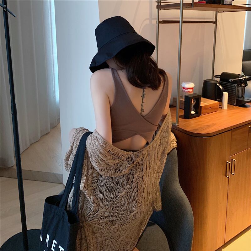 2020年春の新しいセクシーなクロス、アンチグレアベルトチェストパッド付きの美しいバック、小さなキャミソールの女性用アウターウェア 1号婦人46530081742