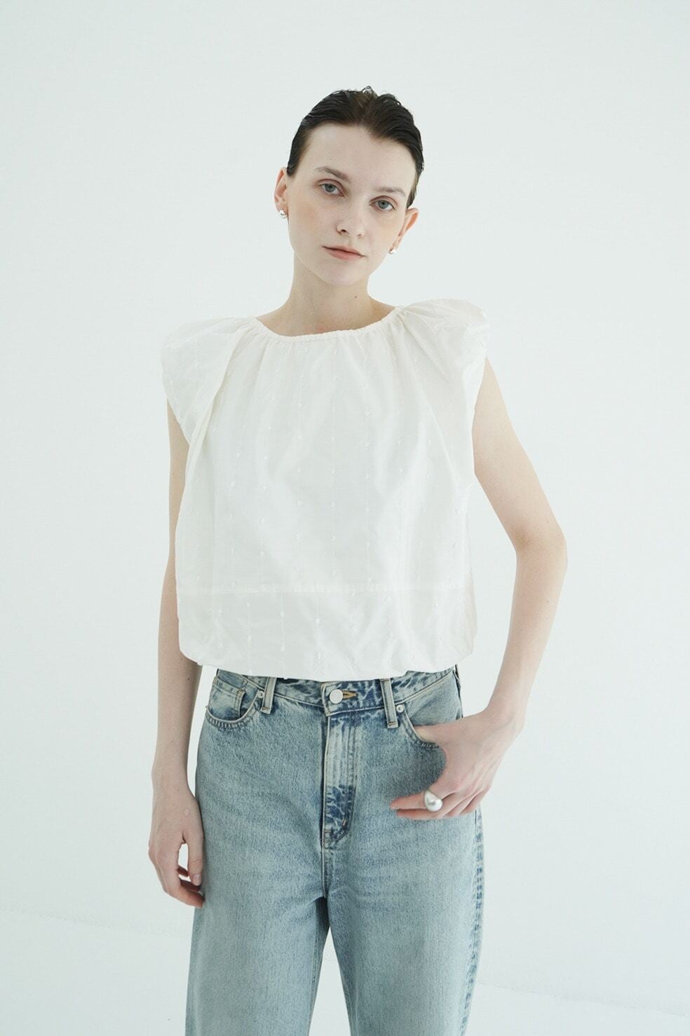 CLANE W FACE DOT SLEEVELESS RIBBON TOPS | FLICKA ASHIYA