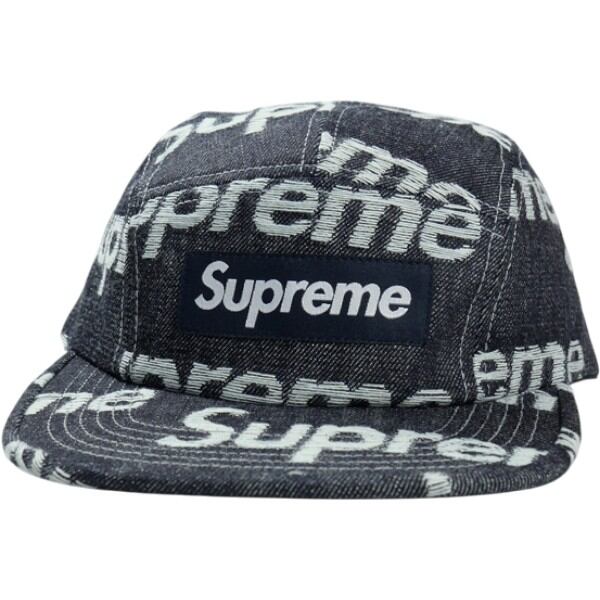 Supreme シュプリーム キャップ インディゴ(Dirty Indigo) | 24SS ダーティー加工 デニム ボックスロゴ キャンプキャップ (Washed Chino Twill Camp Cap) | ブランド 帽子【メンズ】【中古】【美品】【K4625】 Size【フリー】 SUPREME シュプリーム 25FW Jacquard Logos Denim Camp