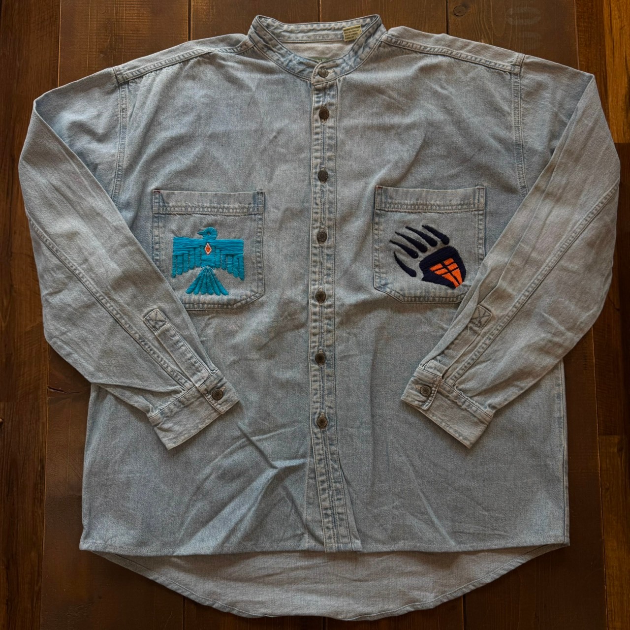 ナスングワム【Nasngwam】Indian motif Denim Shirt　Lサイズ - 1
