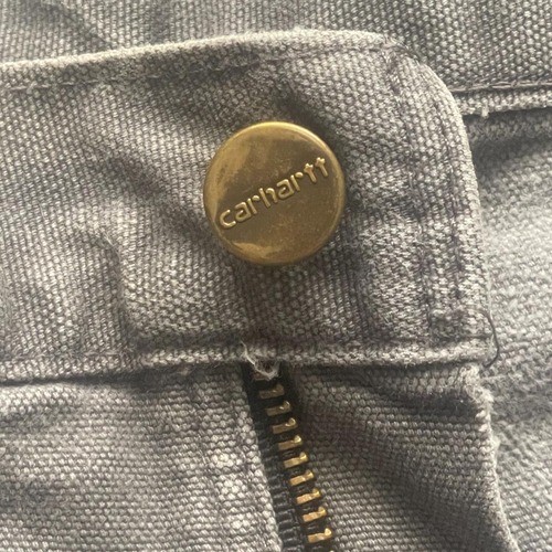 00s USA生地グレー ダブルニー Carhartt B136 31×32 詳細写真10