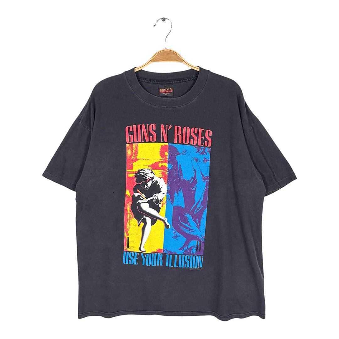 90s ガンズアンドローゼズ USA製 ヴィンテージ Tシャツ ブラック ロックTシャツ ブロッカム BROCKUM サイズXL 古着 AB0040