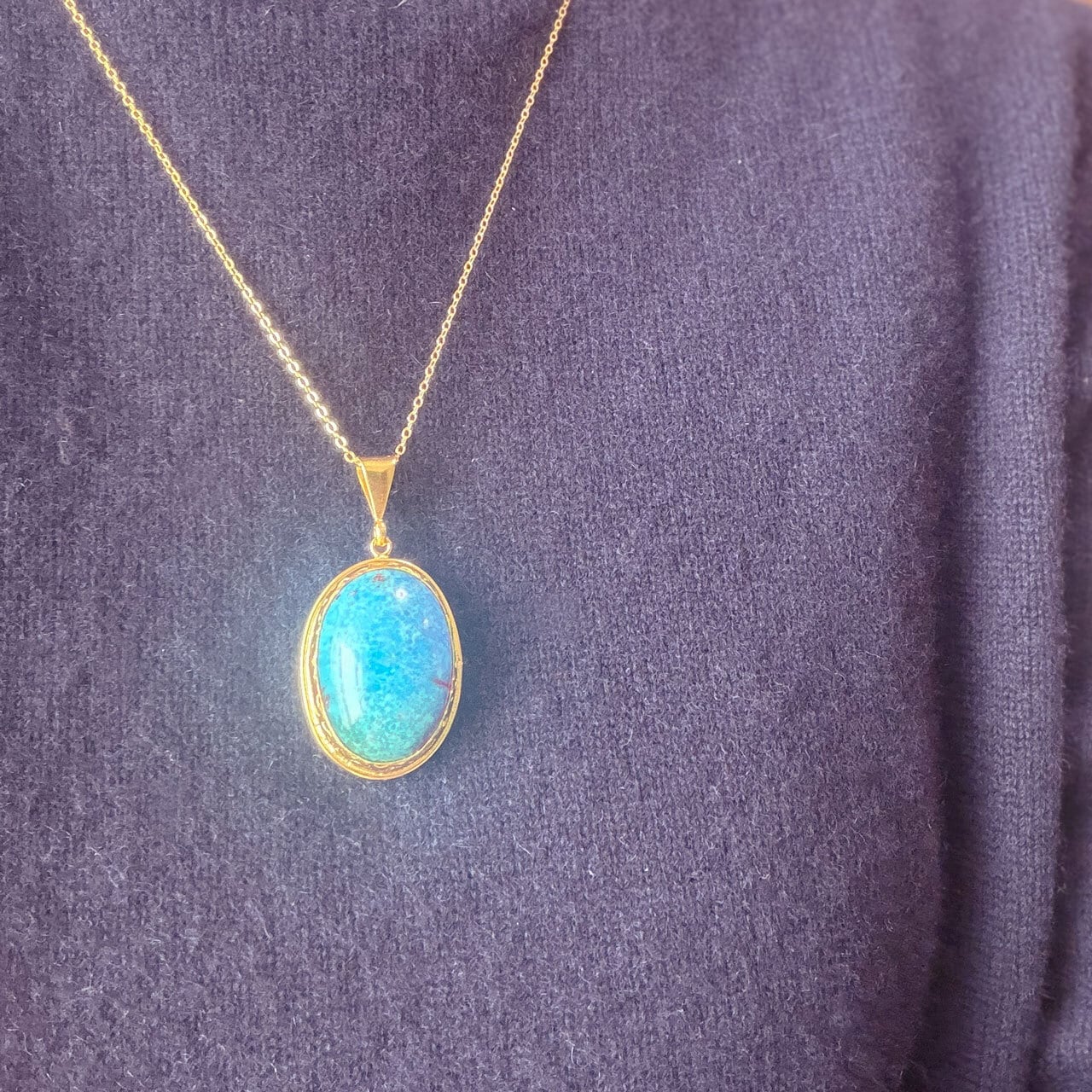 【WEB限定!新入荷!】*ターコイズオーバルカボションロングネックレス