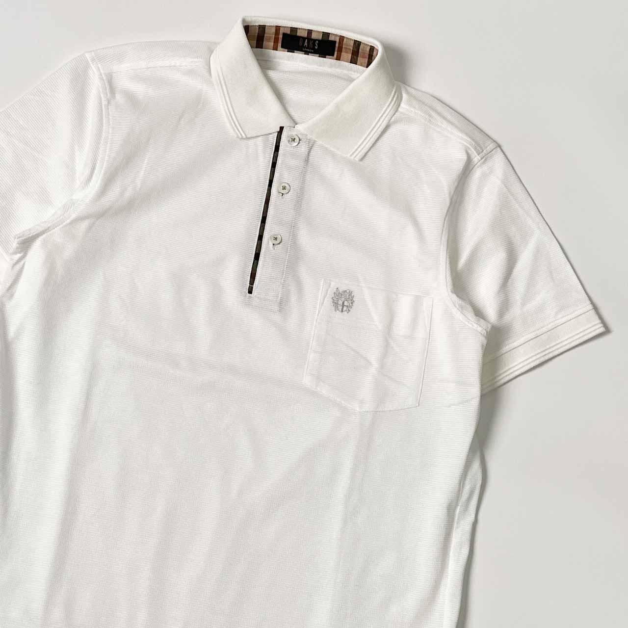 DAKS ダックス ワンポイント 半袖 ポロシャツ M/ホワイト メンズ