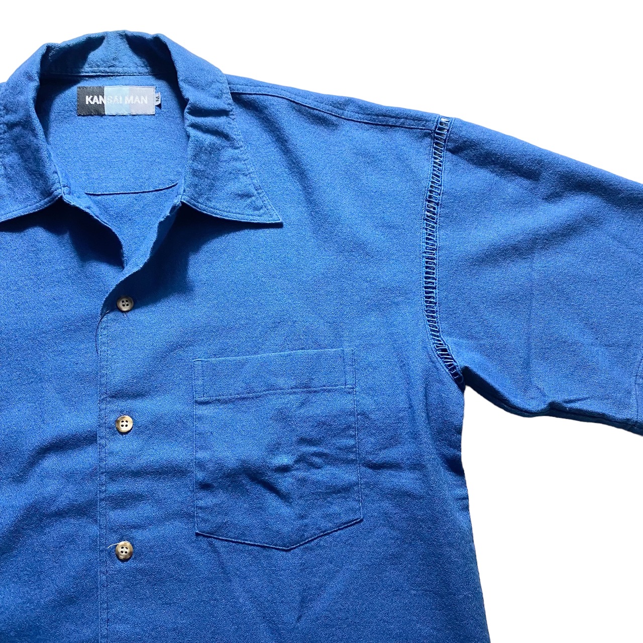 vintage KANSAI MAN mesh design open collar shirt