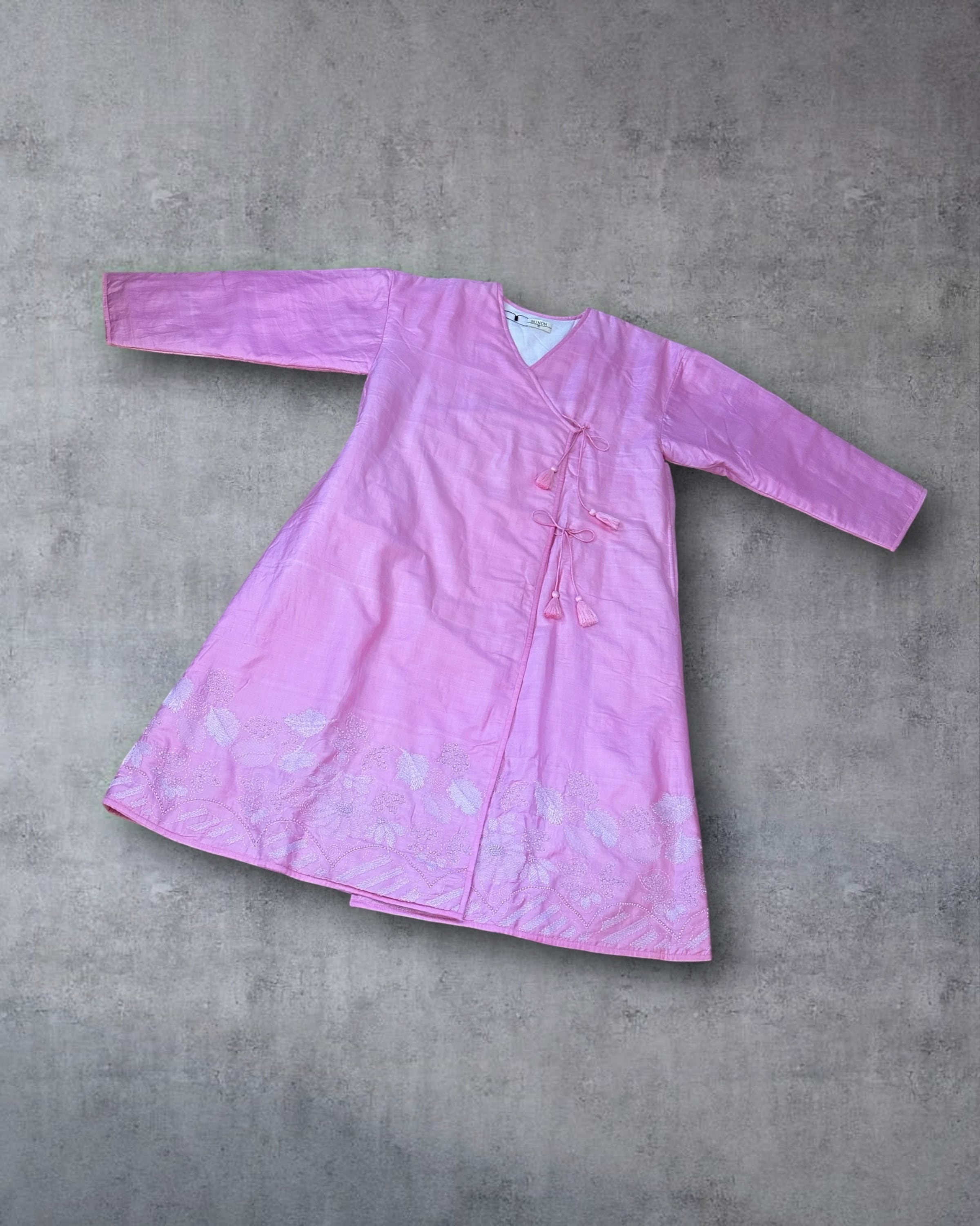BUNON　Khadi Silk Special Collaboration with Ms,Yoko Omori　Embroidery Robe Coat（Pink）