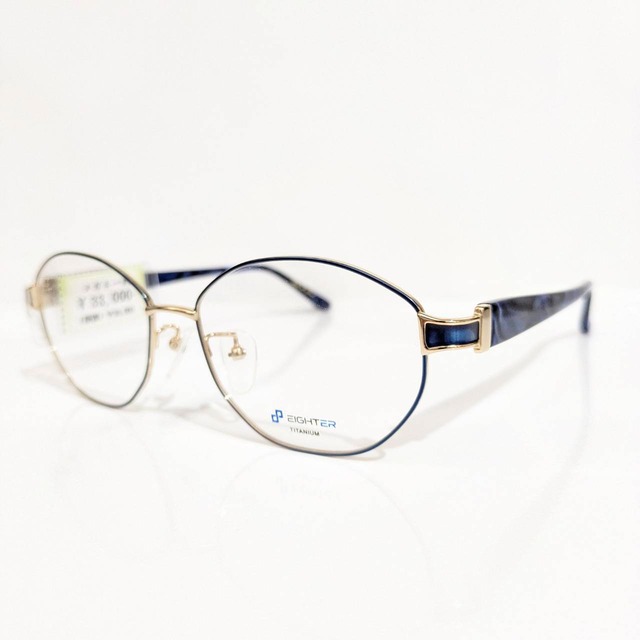 【EIGHTER】オーバルメタルフレーム　ブルー・ゴールド