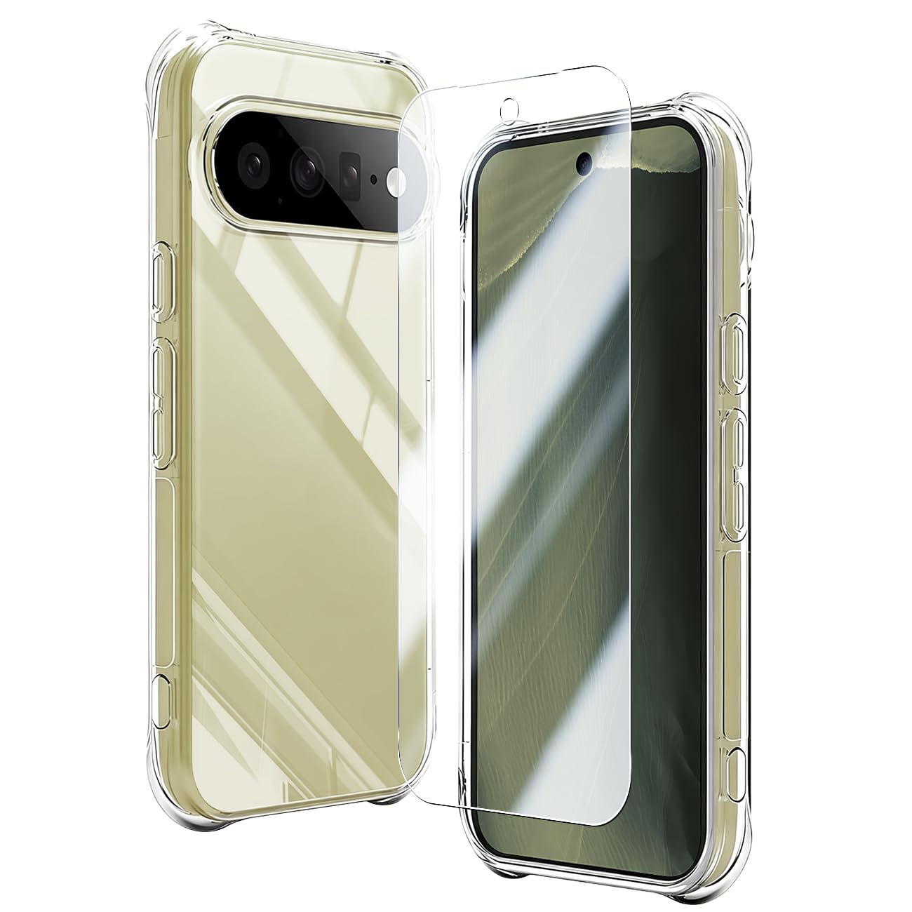 対応 Google Pixel 11 ケース クリア バンパー + ピクセル 11 ガラスフィルム SENXLL-Pixel 11 1+1