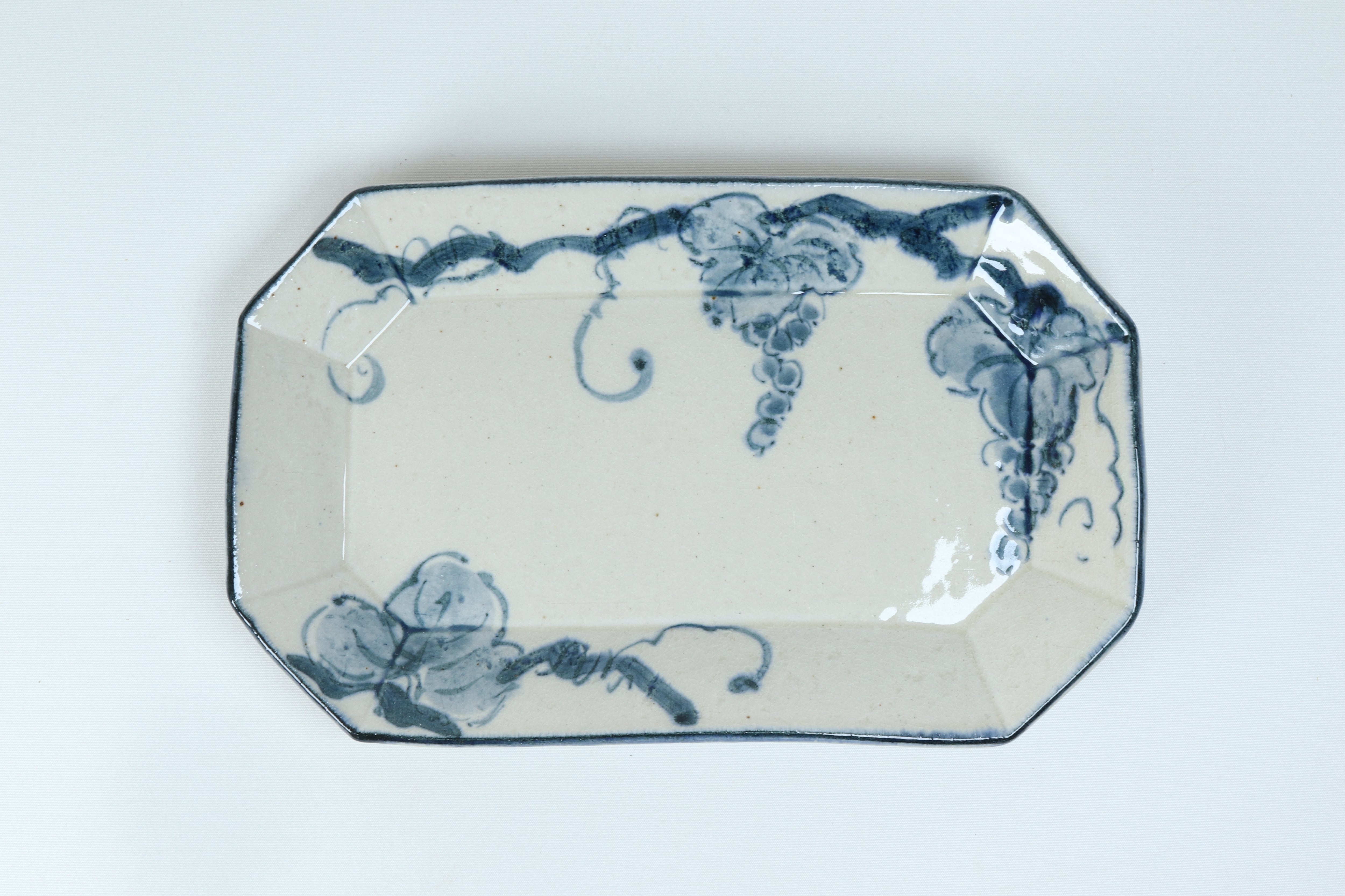 安南 なで角長角皿 葡萄【B級品 特価】