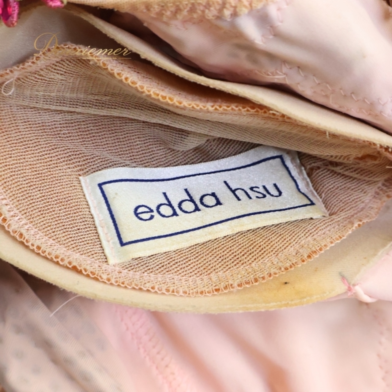 社交ダンス 衣装 エダスー edda hsu スタンダードドレス ワンピース ドレス デモ 競技 ダンス パーティ 発表会 綺麗 落ち感 レース 花 フロート ピンク系 エレガント 軽やか 優雅 フェミニン 上品 競技用