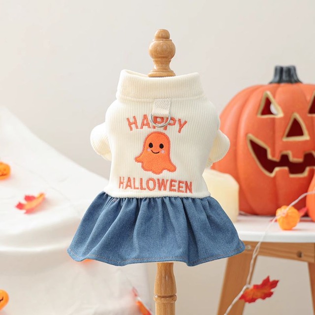 【SALE　Sサイズのみ】ハロウィンなドッキングワンピース　犬服　00908
