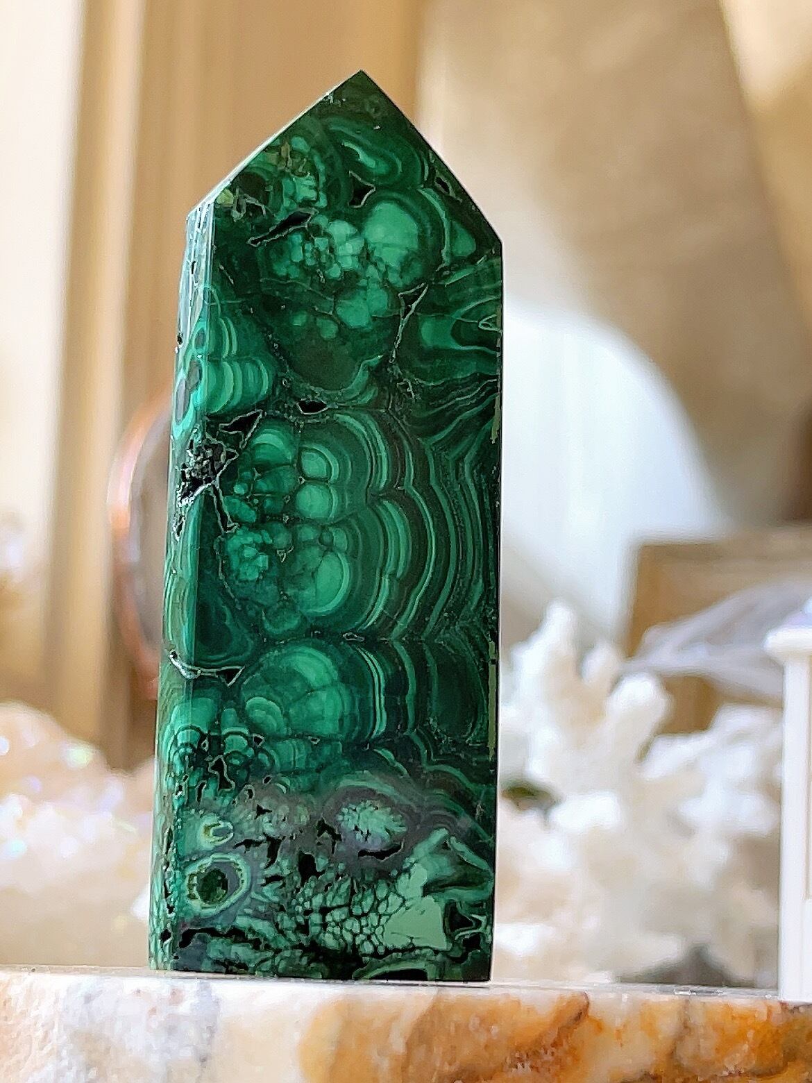 ⚠️訳ありオルゴナイト グリーンのバラ マカライト ペリドット