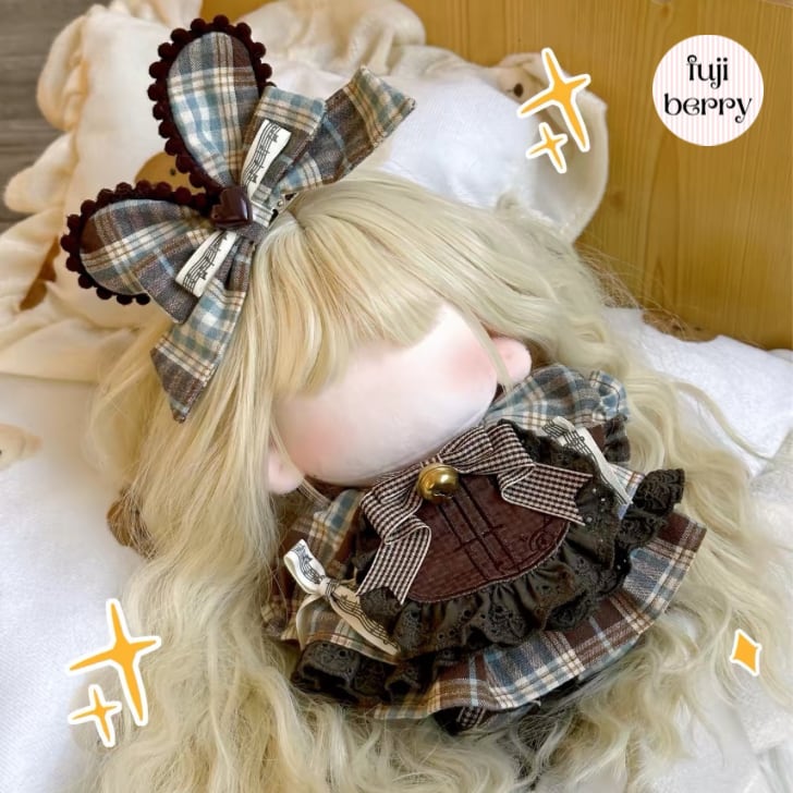 【20cmぬい服】うさ耳レトロカントリーコーデ 着せ替えぬいぐるみ 棉花娃娃用お洋服|fuji berry
