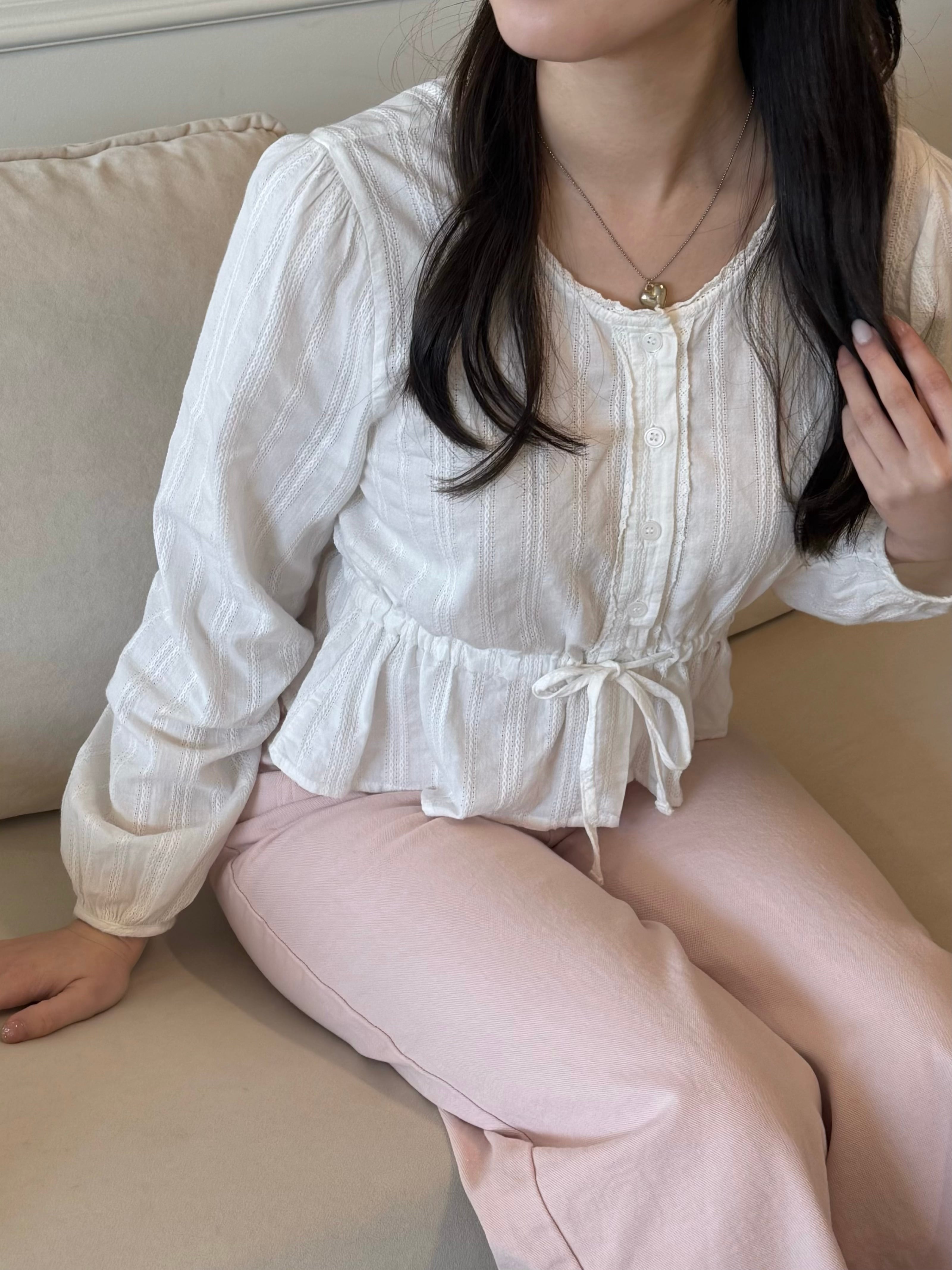 【再入荷】Cotton Ribbon Blouse