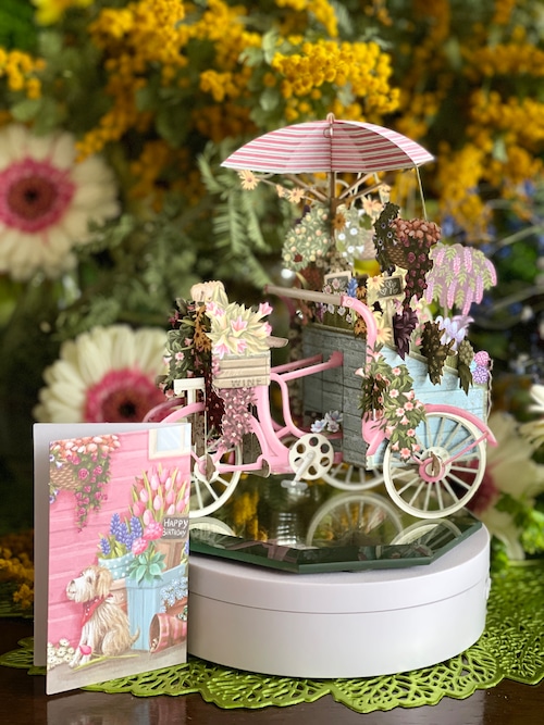 New!『Me & McQ ミーアンドマックキュー』"The Flower Seller's PINK Bicycle" 花売りのピンク自転車 3D Pop Up Greetings Card イギリスよりの画像
