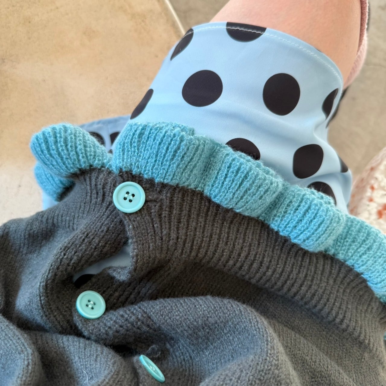 ドット柄 膝丈レトロスカート_LN03737