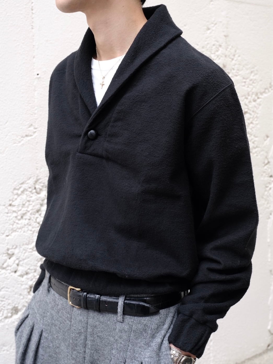 SOSHIOTSUKI】SHAWL COLLAR COTTON FLEECE JACKET | THE OUR