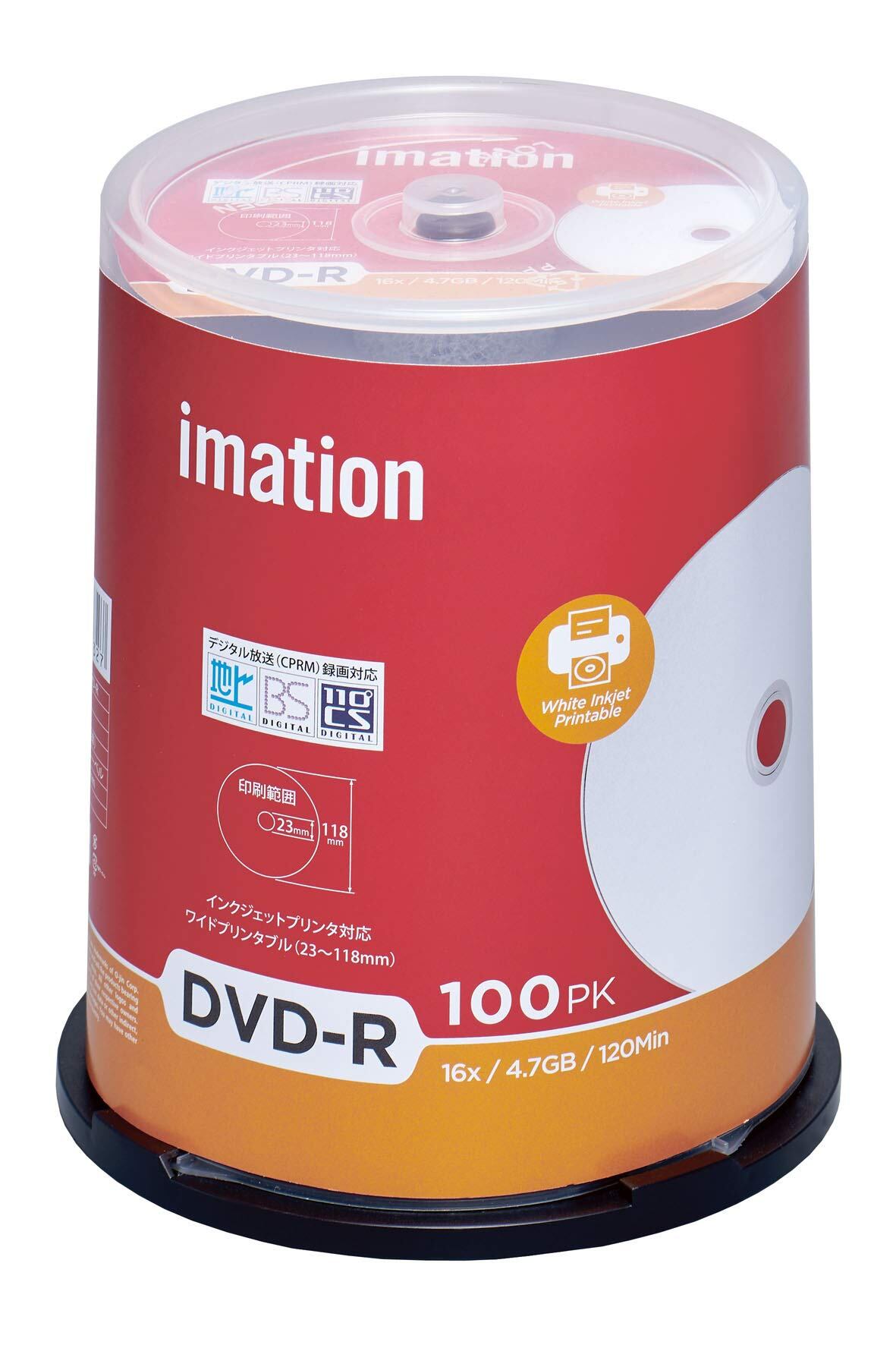 【在庫処分】imation(イメーション) 1回録画用 CPRM対応 DVD-R 120分 IM032 (片面1層 1-16倍速 100枚)