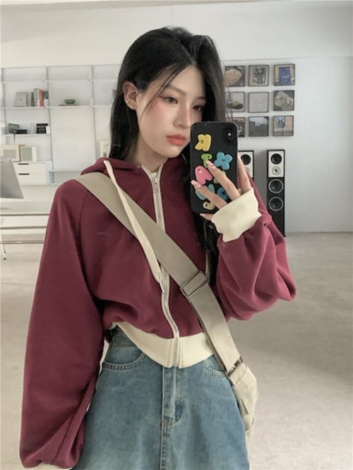 ショート かわいい フル ブルゾン トップス アウター ショート スタンド ショート お出かけハイ ストリート レディース アウター 長袖 セクシー トップス カジュアル ファッション秋 夏トラック