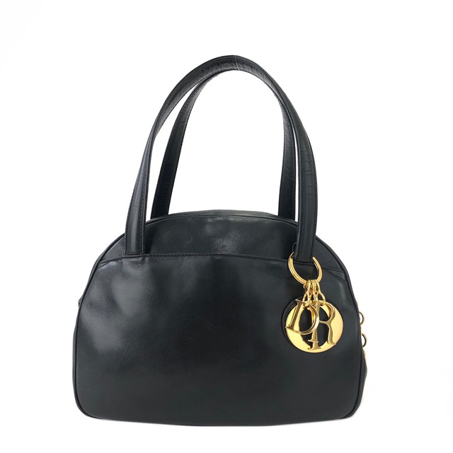 Christian Dior　クリスチャン ディオール　Diorモチーフ　レザー　ミニバッグ　ハンドバッグ　ブラック　vintage　ヴィンテージ　オールド　dr47sc